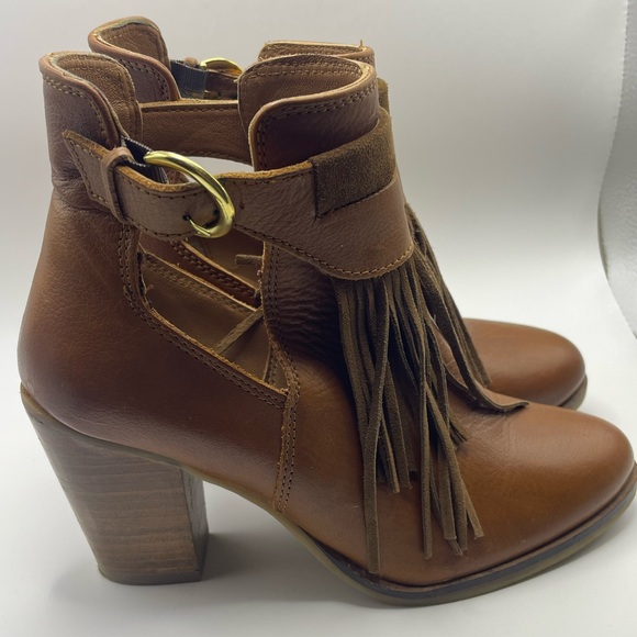 Sbicca Brown Leather Fringe Ankle Booties - Picture 2 of 8